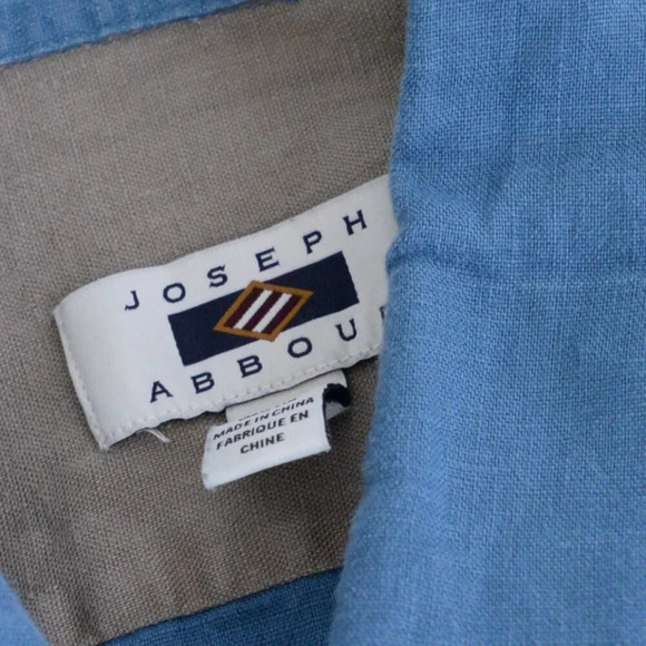 Vintage 90S Joseph Abboud Blue 100% Linen Short Sleeve Button Up  Shirt Size XL - Picture 10 of 10